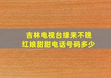 吉林电视台缘来不晚红娘甜甜电话号码多少