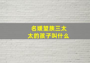 名媛望族三太太的孩子叫什么