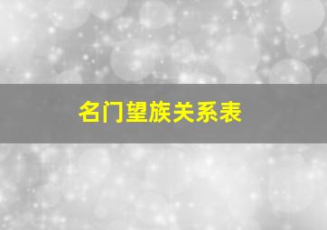 名门望族关系表