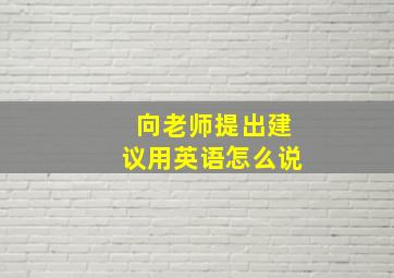 向老师提出建议用英语怎么说