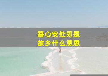 吾心安处即是故乡什么意思