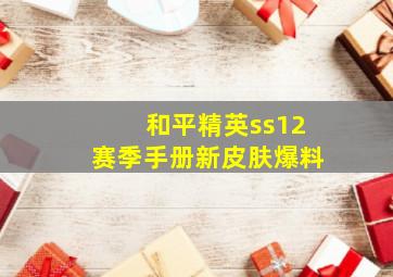 和平精英ss12赛季手册新皮肤爆料