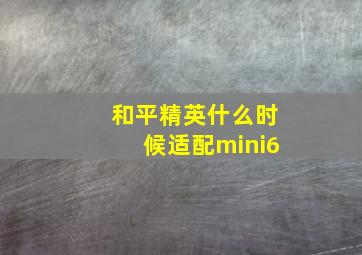 和平精英什么时候适配mini6