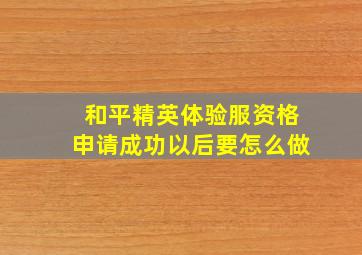 和平精英体验服资格申请成功以后要怎么做