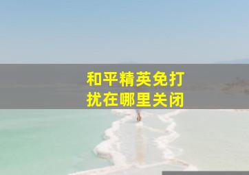 和平精英免打扰在哪里关闭