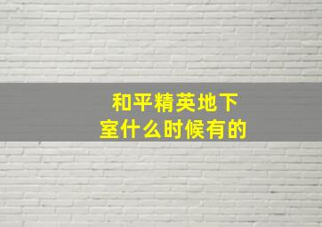 和平精英地下室什么时候有的