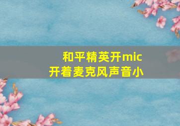 和平精英开mic开着麦克风声音小