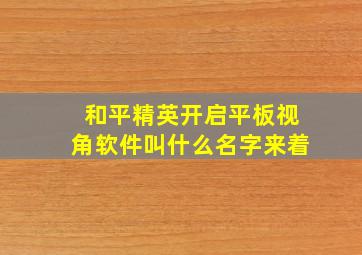 和平精英开启平板视角软件叫什么名字来着