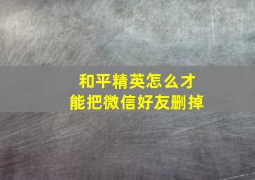 和平精英怎么才能把微信好友删掉