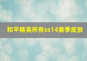 和平精英所有ss14赛季皮肤