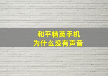 和平精英手机为什么没有声音