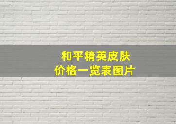 和平精英皮肤价格一览表图片