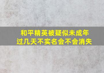 和平精英被疑似未成年过几天不实名会不会消失