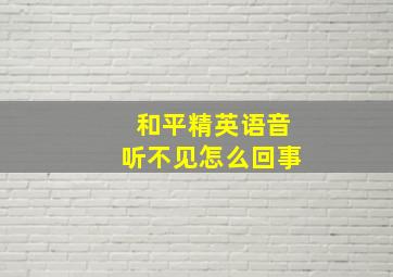 和平精英语音听不见怎么回事