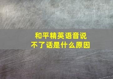 和平精英语音说不了话是什么原因