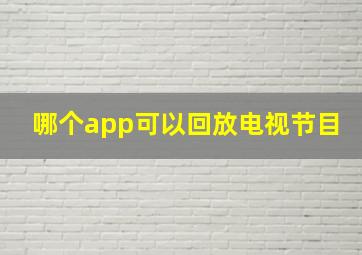 哪个app可以回放电视节目