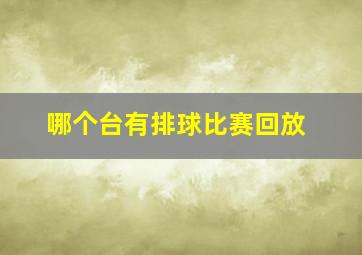 哪个台有排球比赛回放