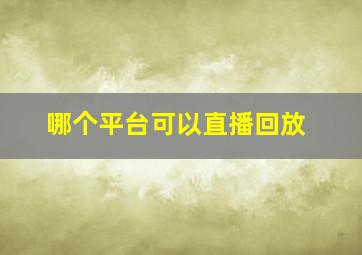 哪个平台可以直播回放