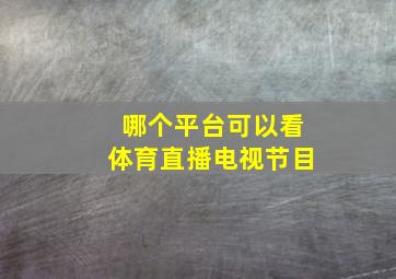 哪个平台可以看体育直播电视节目