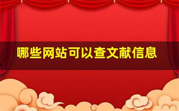 哪些网站可以查文献信息