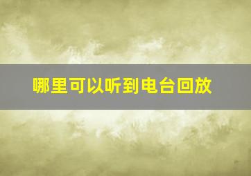 哪里可以听到电台回放