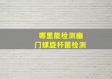 哪里能检测幽门螺旋杆菌检测