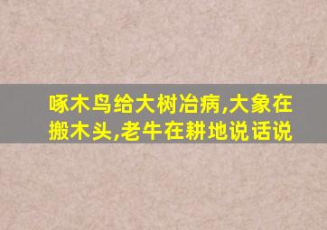 啄木鸟给大树冶病,大象在搬木头,老牛在耕地说话说