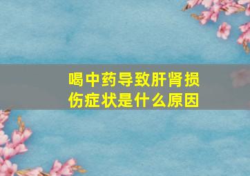 喝中药导致肝肾损伤症状是什么原因