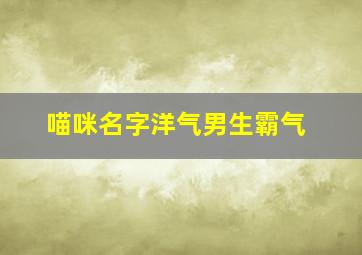 喵咪名字洋气男生霸气