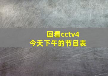 回看cctv4今天下午的节目表