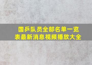 国乒队员全部名单一览表最新消息视频播放大全