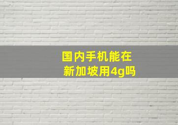 国内手机能在新加坡用4g吗