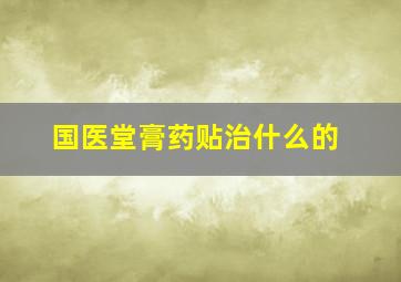 国医堂膏药贴治什么的