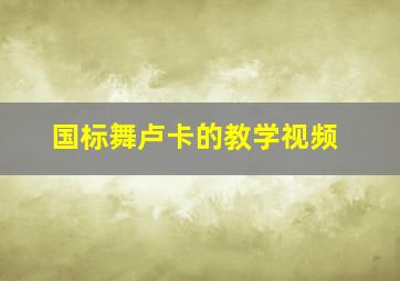 国标舞卢卡的教学视频