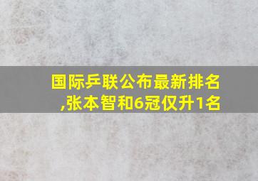 国际乒联公布最新排名,张本智和6冠仅升1名