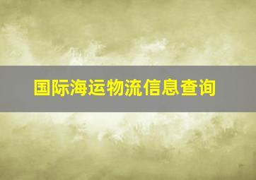 国际海运物流信息查询