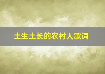 土生土长的农村人歌词