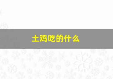 土鸡吃的什么