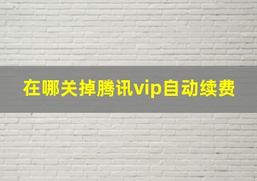 在哪关掉腾讯vip自动续费