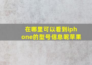 在哪里可以看到iphone的型号信息呢苹果