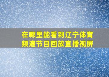 在哪里能看到辽宁体育频道节目回放直播视屏