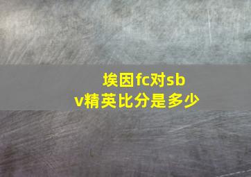 埃因fc对sbv精英比分是多少