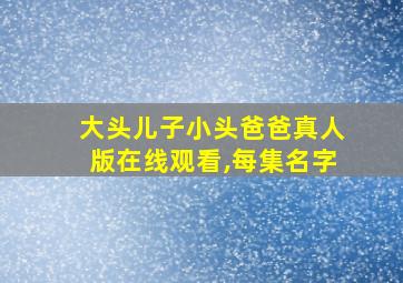 大头儿子小头爸爸真人版在线观看,每集名字