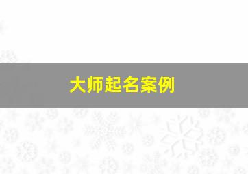 大师起名案例