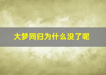 大梦同归为什么没了呢