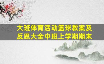 大班体育活动篮球教案及反思大全中班上学期期末