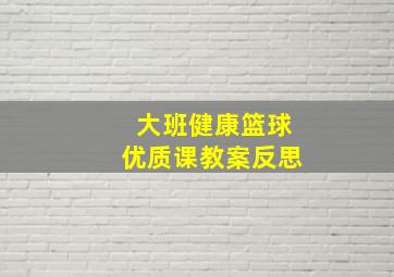 大班健康篮球优质课教案反思