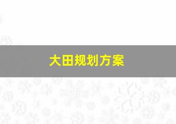 大田规划方案