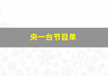 央一台节目单