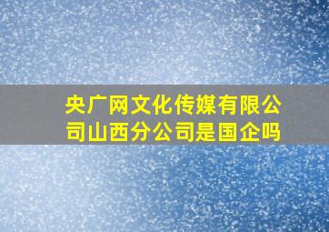 央广网文化传媒有限公司山西分公司是国企吗